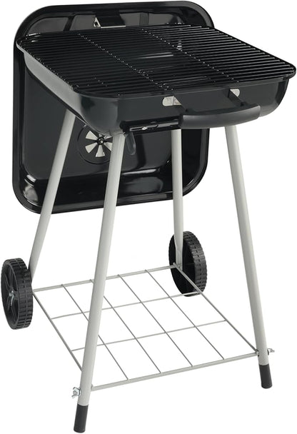 17.5 Inch Portable Charcoal BBQ Grill with Wheels - Durable Outdoor Barbecue for Patios, Beaches & Camping - Easy Assembly Black Grill for Perfect Grilling