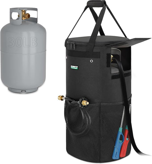 Propane Tank Cover Bag 30lb, WITSTEP Heavy Duty Propane Tank Cover Carrier Bag with Side Flip Flap and 4 Ventilated Holes, Water & Wear Resistant Propane Cylinder Storage Bag for Home & Outdoor Use