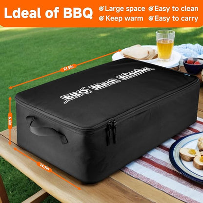 Xxerciz BBQ Blanket for Resting Meat, Insulated Meat Resting Bag with Wide Mouth, Large Leak-Proof Reusable BBQ Accessories Bag for Brisket, Pork, Turkey Meat Warmer for Men, Grilling