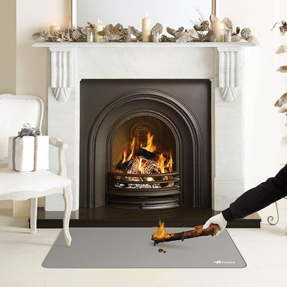 FLASLD Heavy-Duty Multi-Purpose Fireproof 24 X 42 inches Floor Mat for Indoor or Outdoor Use, Grill Pad for Fireplace, Kitchen Stove, CookTop and Hearth, Premium Deck and Patio Grill Mat, Gray
