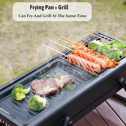Portable Charcoal BBQ Grill Foldable Legs Easy to Clean Removable Charcoal Tray Ideal for 4 7 People Perfect for Outdoor Cooking (Black)