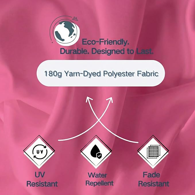 6.5' x 10' Rectangular Patio Umbrella Large Outdoor Market Umbrella w/UV Protection, Push Button Tilt and Crank Lift, Rectangle Table Umbrella for Garden, Deck, Pool, Patio, Rose Pink