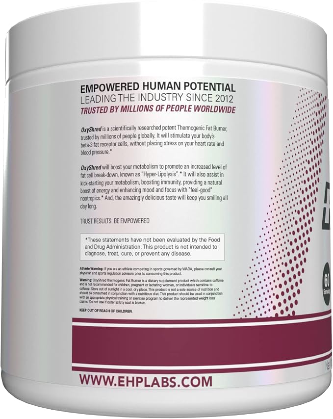 EHP Labs OxyShred Pre Workout Powder & Shredding Supplement - Preworkout Powder with L Glutamine & Acetyl L Carnitine, Energy Boost Drink - Passionfruit, 60 Servings