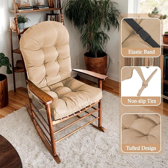 Adirondack Chair Seat Cushion for Outdoor Patio Wicker Porch Furniture | Waterproof cover with straps, PP cotton, high back thick seat pad for adirondack rocking chair lawn indoor outdoor 44x19x4