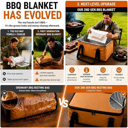 21" BBQ Blanket for Resting Meat,Leak-Proof Insulated Meat Resting Bag,Portable BBQ Resting Bag for Brisket/Beef/Pork Shoulder/Turkey,Barbecue Tool Gifts for Men (Tan)