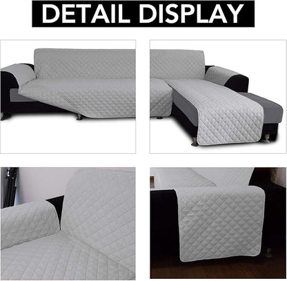 Easy-Going Sofa Slipcover L Shape Sofa Cover Sectional Couch Cover Furniture Protector Mat for Pets Dog Cat (X-Large, Light Gray/Light Gray) | Soft Sofa Slipcover For Dogs, Fits Left/Right Chaise Lounge Protector, Water Resistant Mat For Living Room
