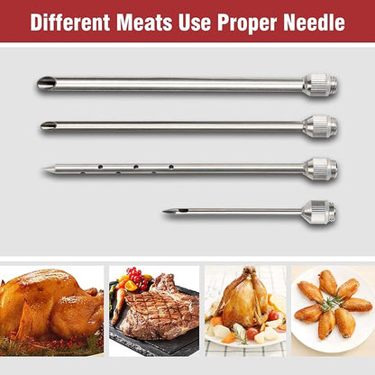 Tri-Sworker Meat Injectors for Smoking with Case and 4 Flavor Food Injector Syringe Needles, Injector Marinades for Meat, Turkey, Brisket; 2-oz; Including Paper and E-Book (PDF) User Manual