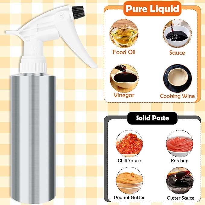 AHIER 2in 1 BBQ Spray Bottle, Turkey Marinade Injector Stainless Steel Grill Spray Bottle & Meat Injector with 2 PCS Cleaning Brush