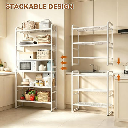3 Tier Simple Shelf Organizer for Indoor Outdoor, Waterproof Heavy Duty Steel Shelving Unit Plant Stand for Living Room Bathroom Balcony Garden, Easy Assemble, White