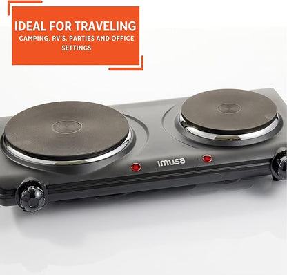 IMUSA Double Electric Hot Plate, Black