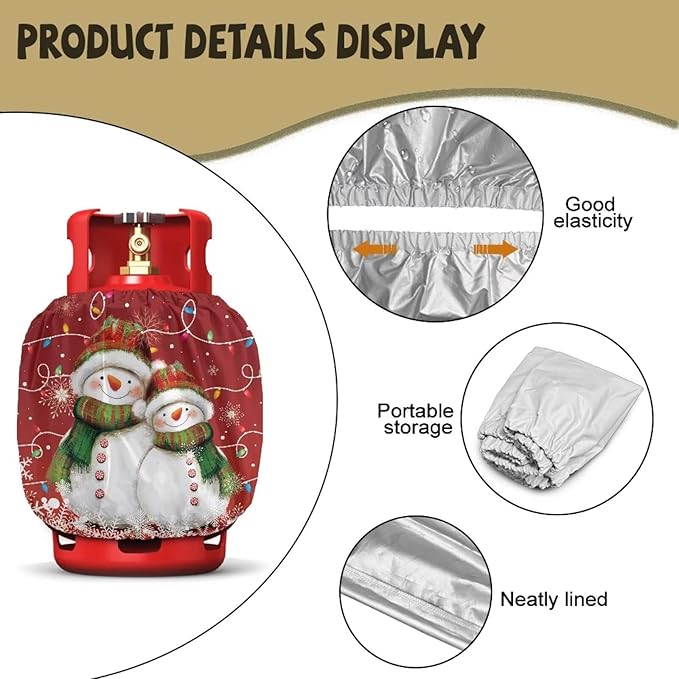 Christmas Propane Tank Cover 20lb Easy to Install Gas Tank Cylinder Cover for Outdoor Camping Yard Party Waterproof Grill Accessories Gift for Friends
