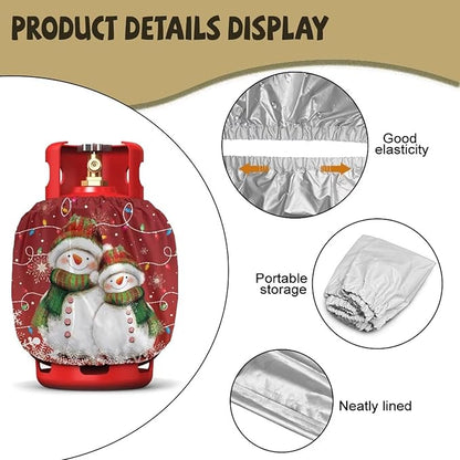 Christmas Propane Tank Cover 20lb Easy to Install Gas Tank Cylinder Cover for Outdoor Camping Yard Party Waterproof Grill Accessories Gift for Friends