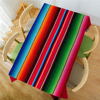 Swono Decorative Rectangle Table Cloth Mexican Style, Traditional Blankets Colorful Stripes Polyester Tablecloth Kitchen Table Cover for Dining BBQ Picnic Coffee Table 50x72, 4-6 Seats