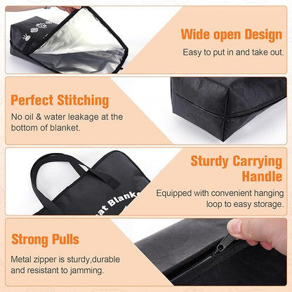 BBQ Blanket for Resting Meat – 5-Layer Insulated Brisket Blanket & Meat Resting Bag, Keeps Brisket, Turkey, Pork Shoulder & Ribs Juicy, Smoker Grill Accessories & BBQ Gifts for Men, Dads -- Black