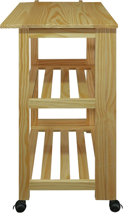 Casual Home Trek Folding Natural Kitchen Cart, 27"W (372-30)