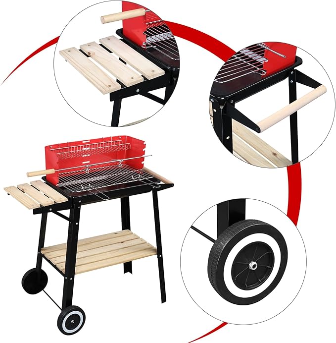 Ochine Portable Charcoal Grill, Barbecue Charcoal Grill, Stainless Steel Folding BBQ Grill and Smoker, Barbecue Grill for Outdoor Cooking Camping Hiking Picnics Garden Beach Party BBQ Tools