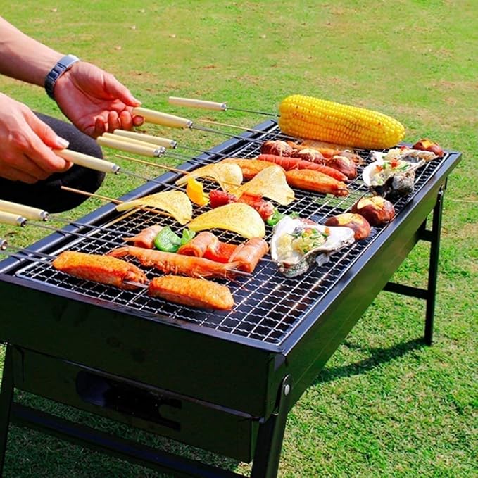 Camping Barbecue Grill BBQ Grill Tabletop Stainless Steel Portable Foldable Charcoal Grill for Outdoor Cooking Picnic Barbecue Charcoal Grill