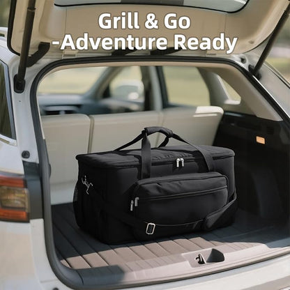 NOELIFE Padded Carry Bag for Weber Q1200 Q1000 Q1400 Liquid Propane Grill, 600D Water-Resistant Outdoor BBQ Grilling Carrying Case for Weber Q1200, Black (Bag Only)