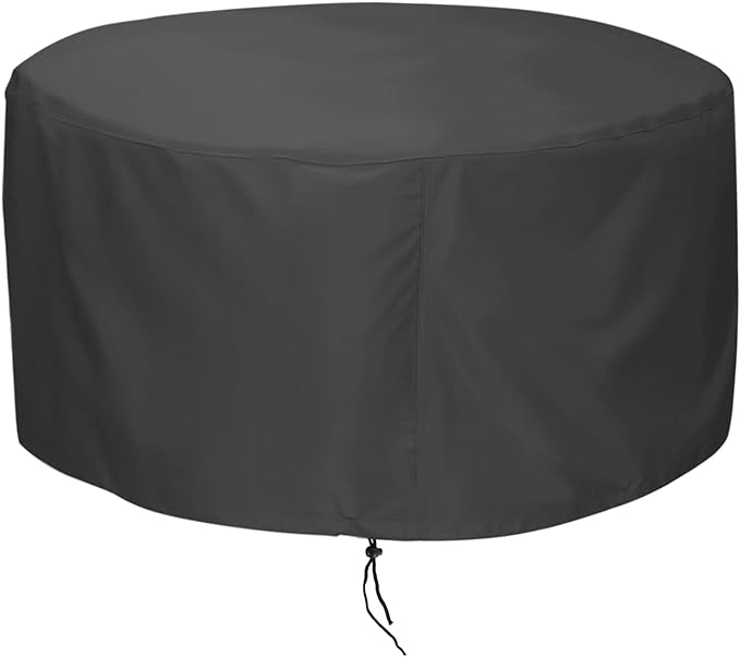 LBTING Fire Pit Cover, 40 inch Cover for 37-40 inch Round Firepit, Waterproof Windproof Dustproof UV-Resistant Heavy Duty Cover for Outdoor Patio Firepit Table - Black