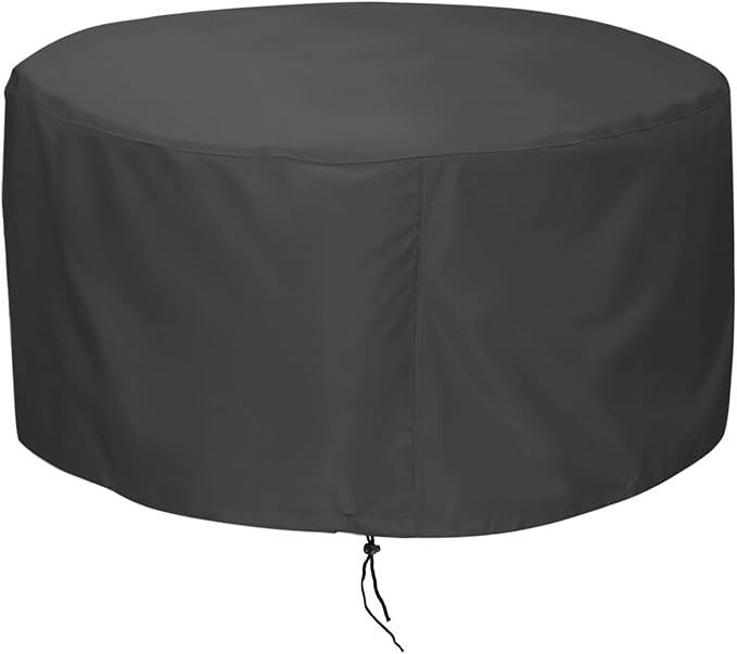 LBTING Fire Pit Cover, 44 inch Cover for 41-44 inch Round Firepit, Waterproof Windproof Dustproof UV-Resistant Heavy Duty Cover for Outdoor Patio Firepit Table - Black