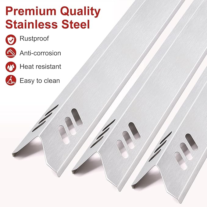 15 inch Grill Heat Shields Replacement for Dyna-Glo DGF493BNP, DGF510SBP, Set of 4 Barbeque Grill Heat Plates for Backyard Grill Replacement Parts BY15-101-001-02, BY13-101-001-13, GBC1460W