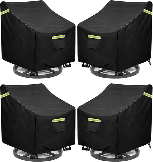 Outdoor Swivel Lounge Chair Cover 4 Pack,(32W x 35D x 36H inches ) 100% Waterproof Heavy Duty Outdoor Chair Covers， Patio Chair Covers Waterproof Patio Furniture Covers（Black）