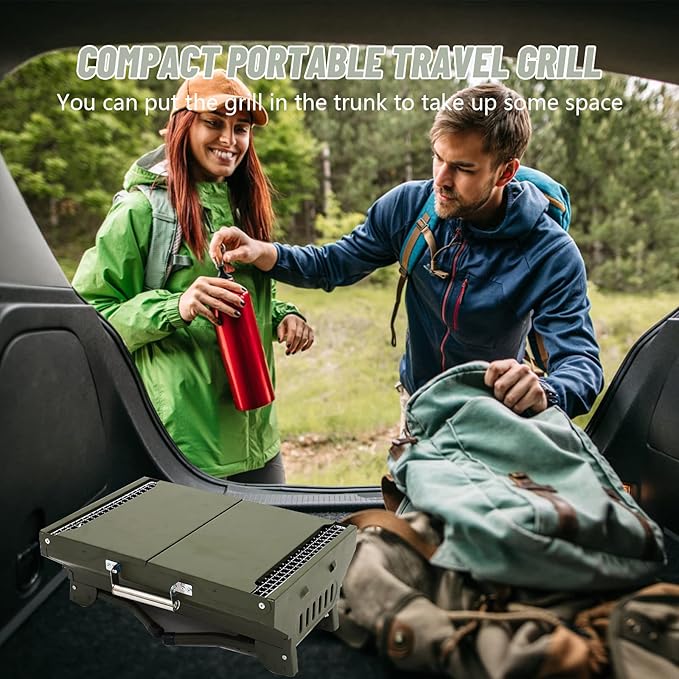 Mumisuto Portable Charcoal Grill, Foldable BBQ Griddle, Compact Outdoor Cooking for Travel, Camping, Picnic, Patio, Hiking