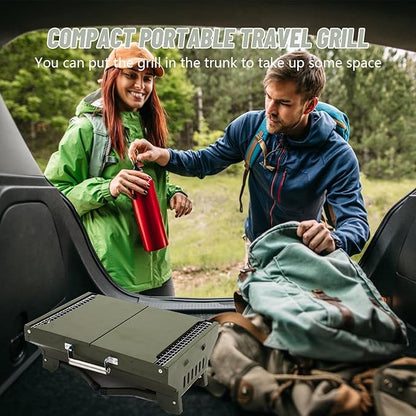 Mumisuto Portable Charcoal Grill, Foldable BBQ Griddle, Compact Outdoor Cooking for Travel, Camping, Picnic, Patio, Hiking