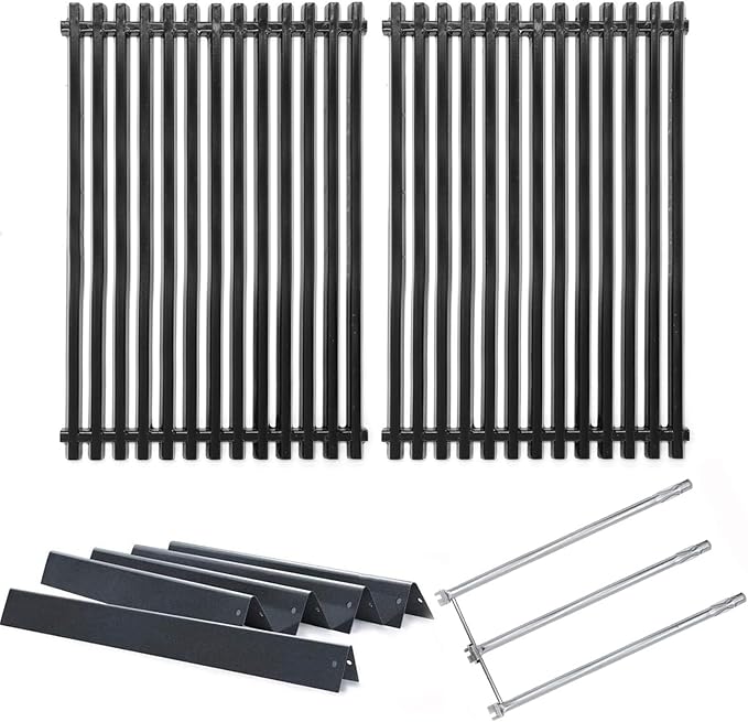 Hongso Replacement Parts for Weber 3 Burner Genesis Silver B & C Genesis Gold B/C, Spirit E310 E320 700 Grills with Side Mounted Control, 7525 Grill Grates, 7536 Flavorizer Bars, 7508 Burner Tubes Kit