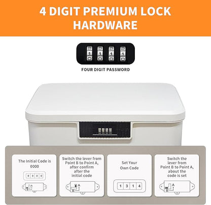 RUIAN Lockable Storage Container Bin, 4.2 Gallon Security Portable Combination Lock Plastic Box, Locked Security Box Suitable for Storing Important Items and Documents (Milk White)