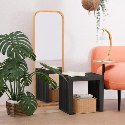 APRTAT Bamboo Dining Bench 17-Inch Indoor Wood Shoe Rack Bench for Entryway | Easy Assemble, Sturdy & Durable,Slatted Design,Versatile Everyday Seating,Living Room Hallway Bedroom Bathroom