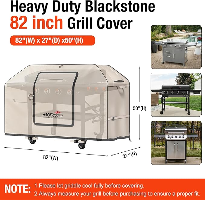 Exclusive Foldable 82 inch Grill Cover, 600D Heavy Duty XXL Outdoor BBQ Cover for 6 Burners Grill Weber Nexgrill CharBroil Monument, Khaki