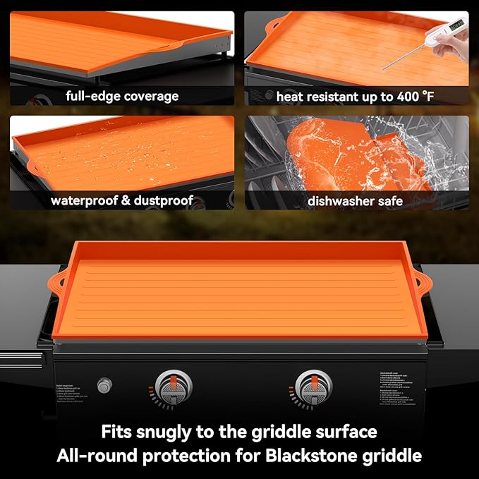 Silicone Griddle Cover for Blackstone - 28 Inch Full-Edge Covered Heavy Duty Food-Grade Silicone Griddle Mat for Blackstone Accessories, Protects Grill from Dirt and Rust