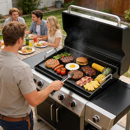 EUTRKei 23"x16" Nonstick Griddle for Gas Grill, Cast Iron Griddle for Stove | Plancha Para Cocinar with Grease Groove, Reinforced Flat Top & Effortless Cleanup, for Parties, Camping &Tailgating