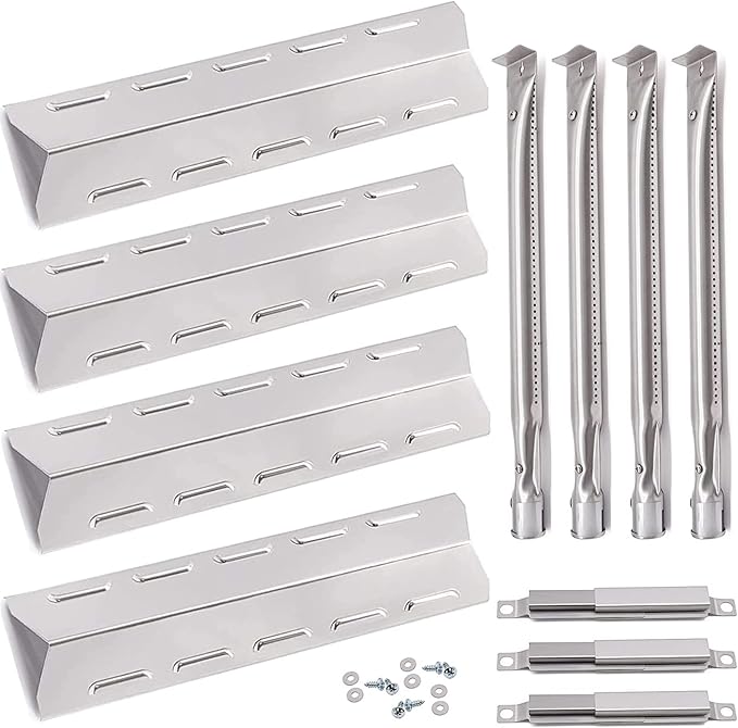Hiorucet Grill Parts for Ken/More 146.46372610, 146.34611410, 146.23673310, 146.47468610, 146.16142210 Gas Grill Models, Grill Burner Tube, Heat Plate Shield, Crossover Tube Replacement Kit.