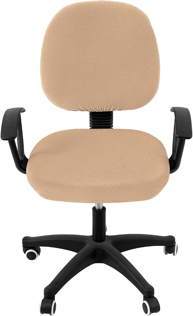 Smiry Office Computer Chair Covers for Desk Rotating Chair Protector | Stretch Jacquard Removable Washable Universal Slipcovers, Seat + Backrest Cover, Camel
