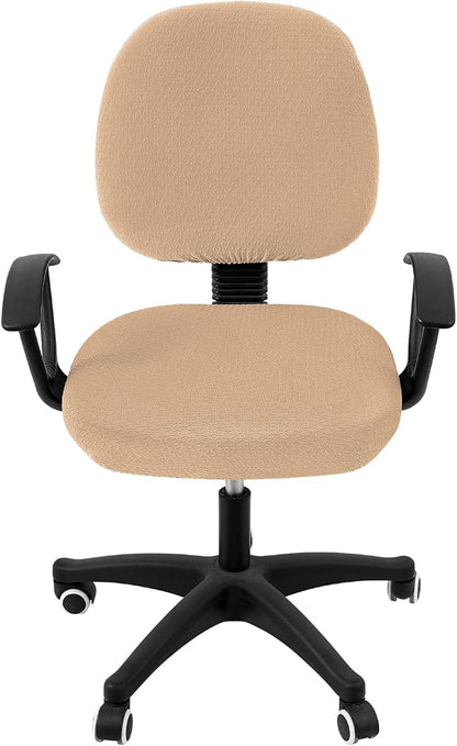 Smiry Office Computer Chair Covers for Desk Rotating Chair Protector | Stretch Jacquard Removable Washable Universal Slipcovers, Seat + Backrest Cover, Camel