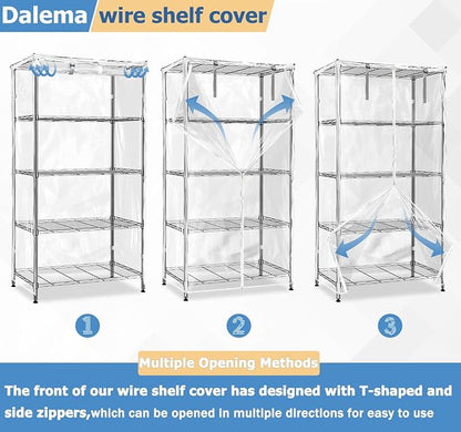 Waterproof Shelf Cover,Durable Dustproof Storage Wire Rack Covers,Outdoor Shelving Covers for Wire Shelves with Zipper 48''x18''x72'',Clear