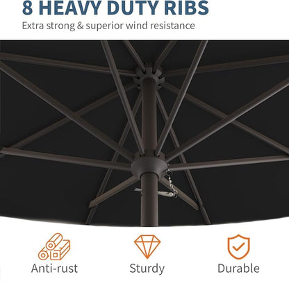 10FT Patio Umbrella, Outdoor Umbrella with Push Button Tilt and Crank, 8 Sturdy Ribs, UV Protection & Waterproof Market Umbrella for Pool, Backyard, Beach,Deck