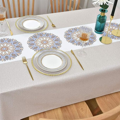 Wipeable Waterproof Tablecloth Vinyl Tablecloths for Rectangle Tables Heavy Duty PVC Tablecloth for Kitchen Dining Table(Flowers-1, 54'' x 78'')