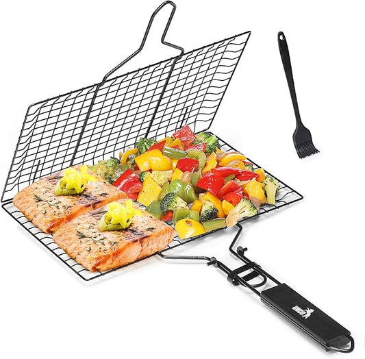 UNCO Stainless Steel Fish & Veg Grill Basket - Black