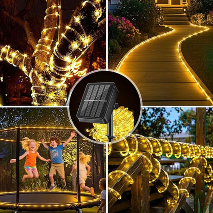 LairtPOW Solar Rope Light Outdoor Waterproof, 39FT 100LEDs Solar Tree Lights with 8 Lighting Modes, IP65 Waterproof Fairy Rope Lights for Palm Tree Garden Patio Yard Christmas Decoration (Warm White)
