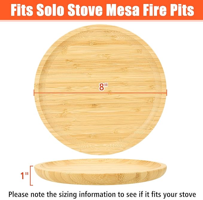 KEESHA 8'' Fire Pit Mat for Solo Stove Mesa/XL Tabletop Fire Pit, Bamboo Heat Resistant for Solo Stove, Waterproof & Withstand High-Temperature for Table Top Protection