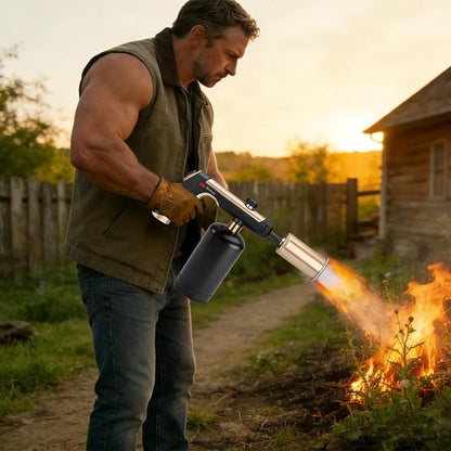 Propane Torch Gun With One-Touch Max Fire, Adjustable Kitchen Torch, Powerful Propane Torch With Many Safety Features(Tank Not Included)