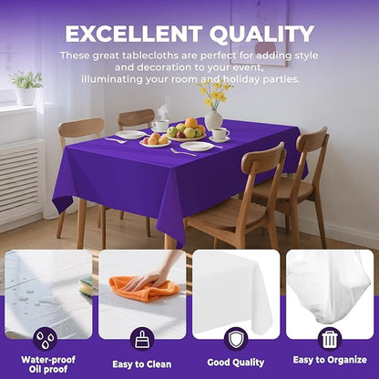 54 Inch X 600 Feet Plastic Table Cover Roll Premium Disposable Plastic Tablecloth for All Type/Shape Tables | Picnic, Party, Banquet, Birthdays, Weddings (Purple, 54 Inch X 600 Feet)