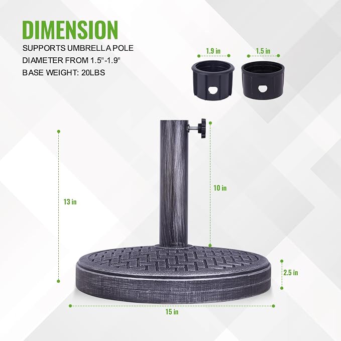 Backyard Expressions 26.5 Lb Umbrella Stand, Patio Umbrella Base, 15 in Diameter