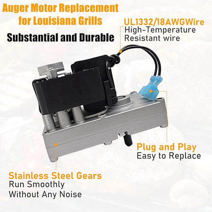 Upgraded 2.0RPM Auger Motor Replacement Parts for Louisiana Most Pellet Grill Smokers CS300 CS450 CS570 CS680 LG700 LG900 LG1100 800Elite Estate860 Part: 50104 50102 (Except V7PC1)