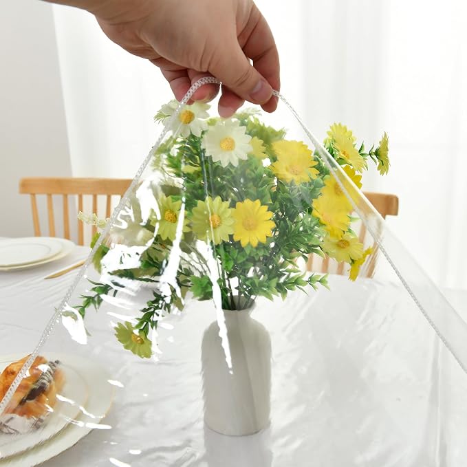 XWZO 60" x 84" Clear Plastic Tablecloth 100% Waterproof Vinyl Table Cover | Oilproof Spill Stain Resistant Wipeable Table Cloth, Transparent Cover Protector for Dining, Parties, Rectangle