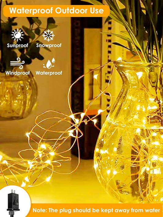 66FT 200 LED Fairy Lights Plug in, 8 Modes Twinkle Lights Warm White | Waterproof String Lights Outdoor Indoor, Memory, Timer, Copper Wire, Christmas Lights for Bedroom Garden Party Holiday Decor