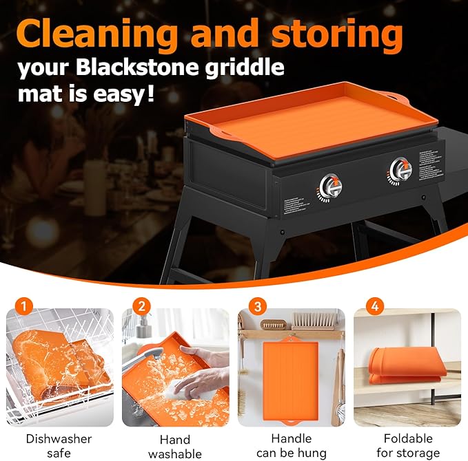 Silicone Griddle Cover for Blackstone - 22 Inch Full-Edge Covered Heavy Duty Food-Grade Silicone Griddle Mat for Blackstone Accessories, Protects Grill from Dirt and Rust